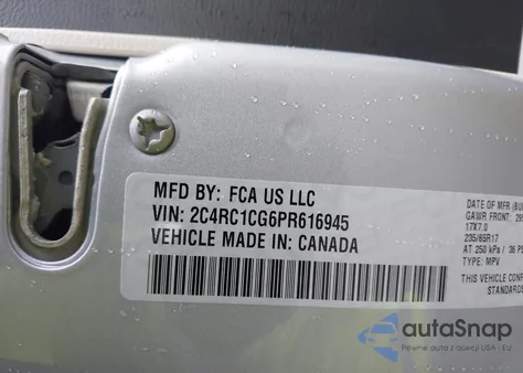 2023 Chrysler Voyager Lx z USA, uszkodzony, nr VIN 2C4RC1CG6PR616945